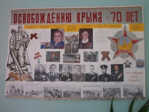 стенд памяти,ош29,библиотека-филиал17 жукова, освобождению крыма-70лет,