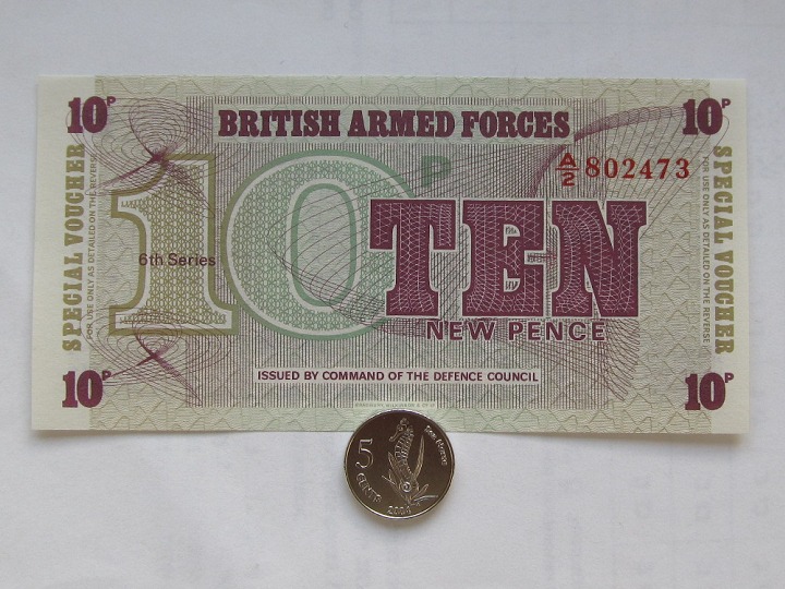 Монеты и банкноты №43  10 пенсов (Великобритания), 1 пайса (Бангладеш)